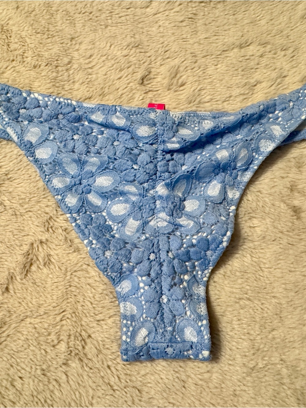 Victoria's Secret Bikini Set Strappy Itsy Blue Floral Lace Cheeky Bandeau 6 8 M - Picture 4 of 8